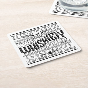 Pappra Pub Underlägg: Whiskey / Whisky Underlägg Papper Kvadrat