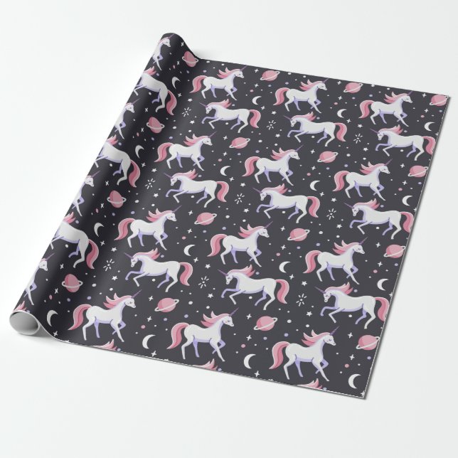 Pappra radbyar och Unicorns Wrapping Presentpapper (Utrullad)