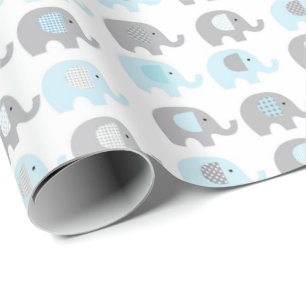 Pappra radbyte - blå elefanter presentpapper