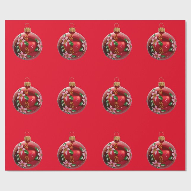 Pappra radbyte för röda ornament presentpapper (Platt)