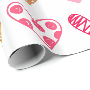 Pappra radbyte - Rosa och Guld Hearts Presentpapper