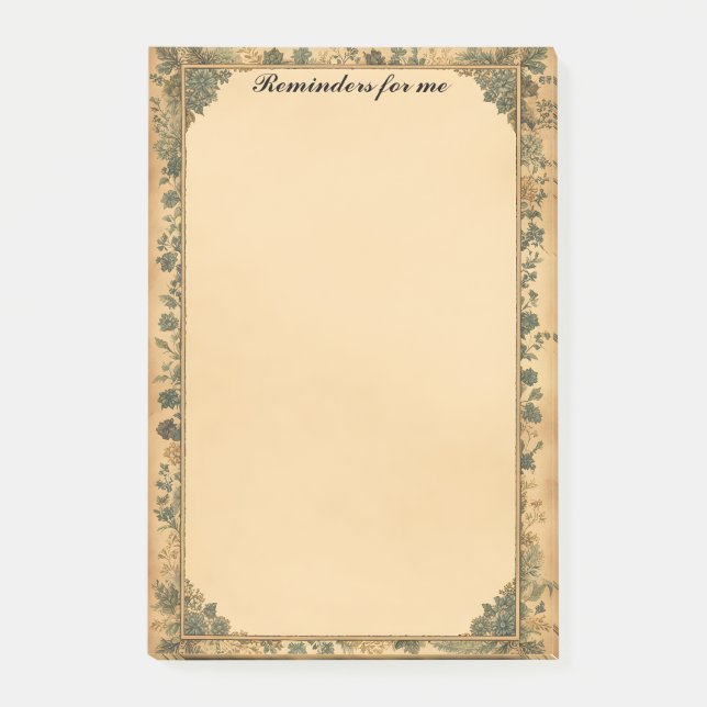 Pappra Ram och Blåa blommor Post-it Block (Framsida)