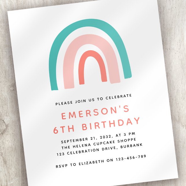 PAPPRA regnbåge Barn Födelsedagsfest inbjudan Flygblad (Skapare uppladdad)