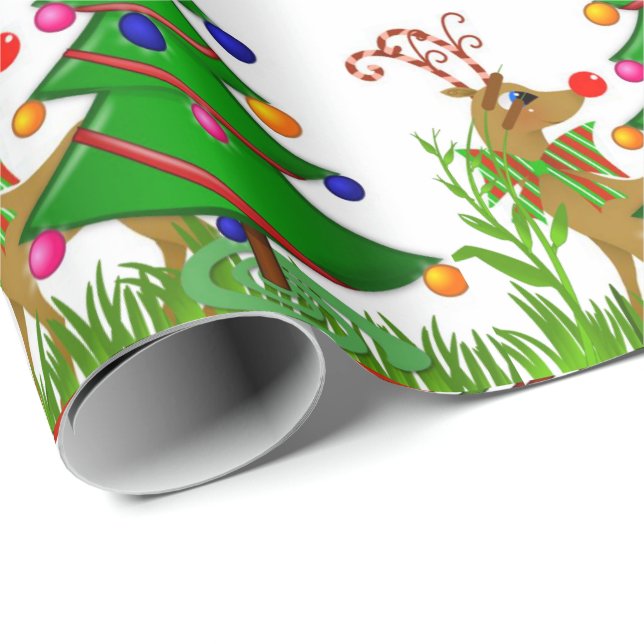 Pappra renar för julafton presentpapper (Rullad Hörn)
