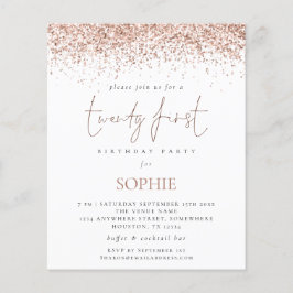 PAPPRA Ro Guld Glitter 20 första Party Inbjudan Flygblad