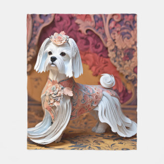 Pappra Rococo Maltese Pastel Färg Fleecefilt