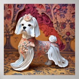 Pappra Rococo Maltese Pastel Färg Poster