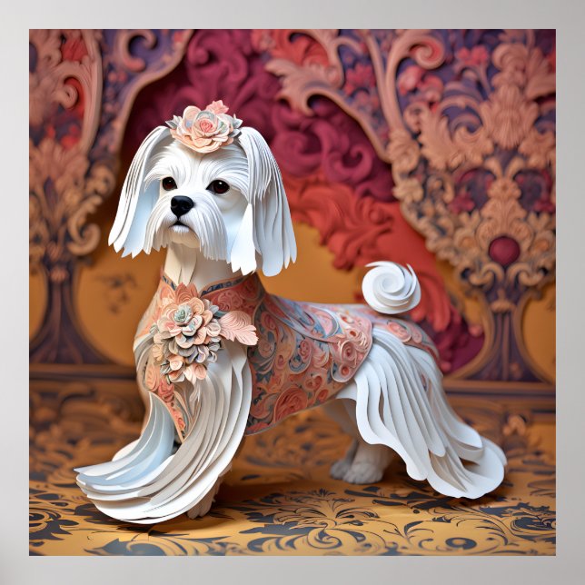 Pappra Rococo Maltese Pastel Färg Poster (Framsidan)