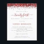 PAPPRA Röda Glitter tjugoförsta Party Inbjudan Flygblad<br><div class="desc">Röda Glitter tjugoförsta Party Inbjudan. Ett PAPPERT alternativ (inte kort) med underbart värde utan ENVELOPES på mindre storlek 4, 5 x 5, 6 tum och på budgetpris. (A6-standardkuvert är närmast storleka att passa). Glitz och glam med en gräns av faux red glitter överst på vardera sidan, och tjugo först i...</div>