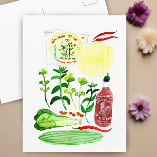Pappra rolls Recipe Watercolor för vietnamesiska R Vykort