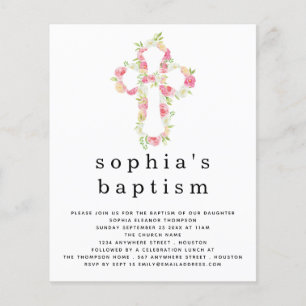 PAPPRA Rosa Blommigt Kor Baptism-inbjudan Flyer