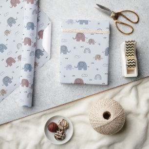 Pappra rullar i mamma & Baby Elephant Mönster Presentpapper