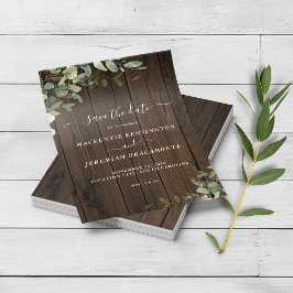 PAPPRA Rustic Wood Greenery Bröllop spara datum Flygblad