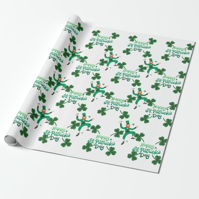 Pappra - Sankt Patrick-Day Gift-figursättning Presentpapper (Utrullad)