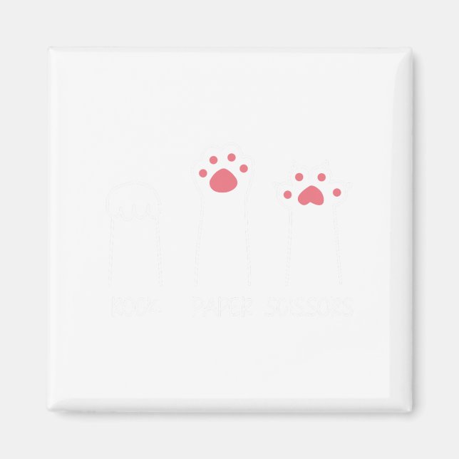 Pappra saxar Hand Game Memman Djurkatt Tass Magnet (Framsidan)