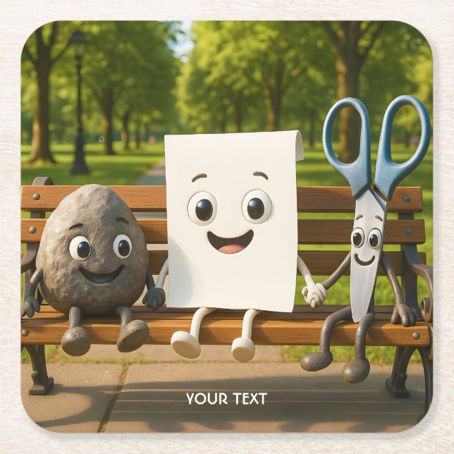 Pappra saxar i Fantasy Cute Sten Underlägg Papper Kvadrat (Framsidan)