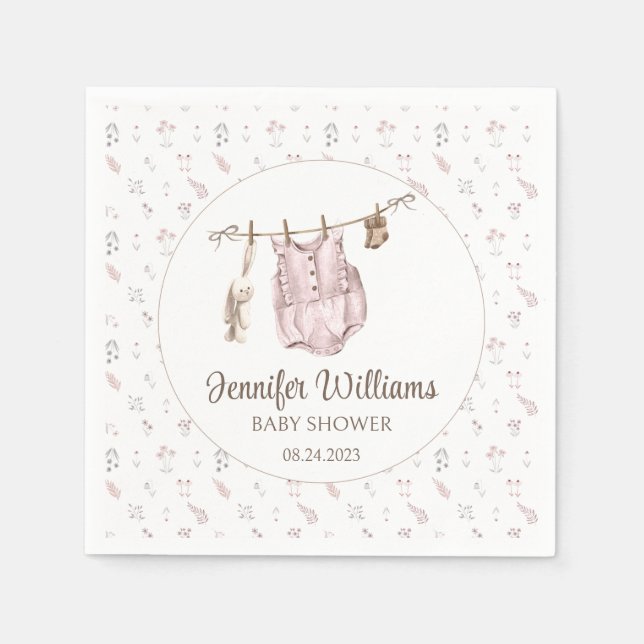 Pappra servetter för babybabydusch i Boho-flickans (Framsidan)