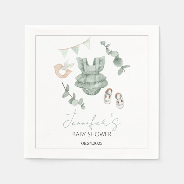 pappra servetter för barnsköljning i grönt flicka (Framsidan)