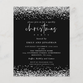 PAPPRA Silver Glitter-julen Party Svarta Inbjudan Flygblad