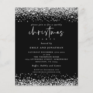 PAPPRA Silver Glitter-julen Party Svarta Inbjudan Flygblad
