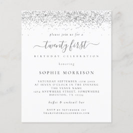 PAPPRA Silver Glitter tjugoförsta Party Inbjudan Flygblad