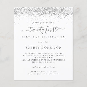 PAPPRA Silver Glitter tjugoförsta Party Inbjudan Flygblad