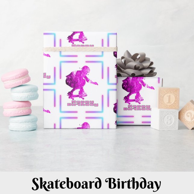 Pappra skateboard Birthday Gift Wrapping Presentpapper (Skapare uppladdad)