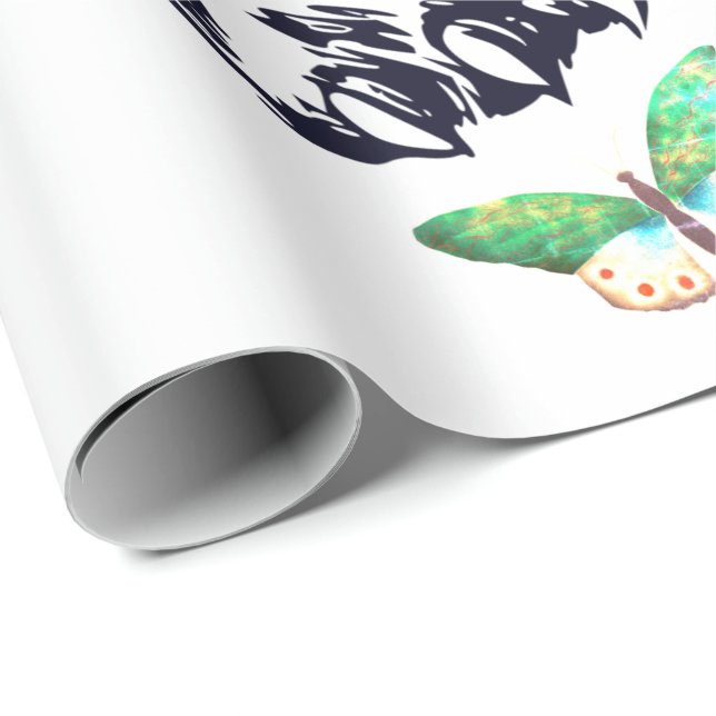 Pappra SMÖRSKÄRMAR OCH HJÄRTA Presentpapper (Rullad Hörn)