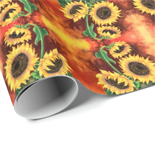 Pappra solblommor Gift Wrapping Presentpapper (Rullad Hörn)