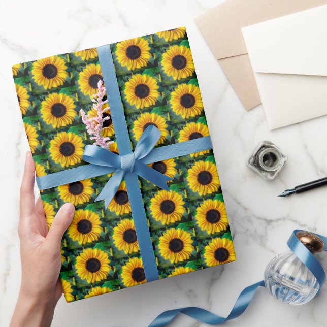 Pappra solblommor med Bee Wrapping Presentpapper (Gifting)