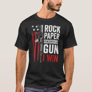Pappra Sten-saxar Gun Gun Joke på baksidan T Shirt