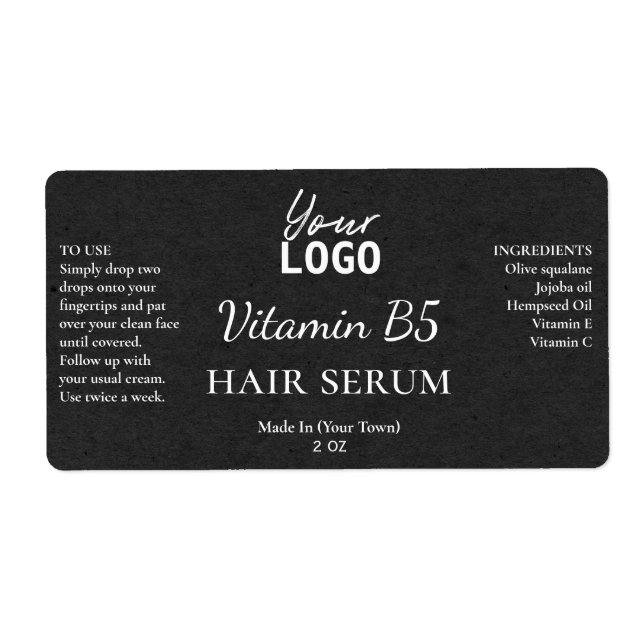 Pappra Struktur-vitamin B5-serumetiketter för kol Fraktsedel (Framsidan)