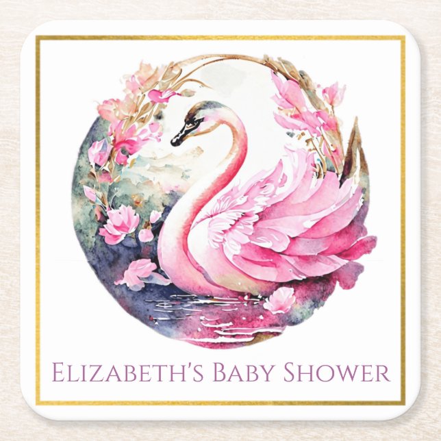 Pappra Svan Underlägg Papper Kvadrat (Framsidan)