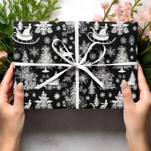 Pappra Svartvit Julafton, julklappning Presentpapper