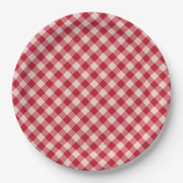 Pappra Tallrikar - Red Gingham Mönster