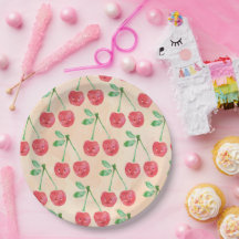 Pappra Tallrikar Sweet Red Cherry Delicate Mönster