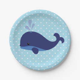 Pappra Tallrikarna för Blue Whale Baby Shower