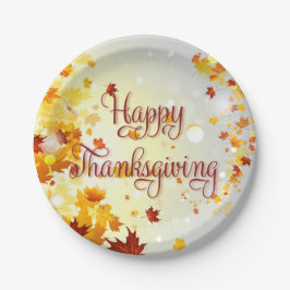 Pappra Tallrikarna Höst löv Happy thanksgiving