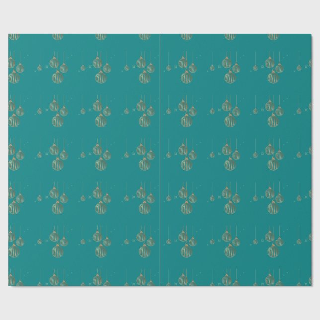 Pappra Teal Guld Ornament Julafton Wrapping Presentpapper (Seam)