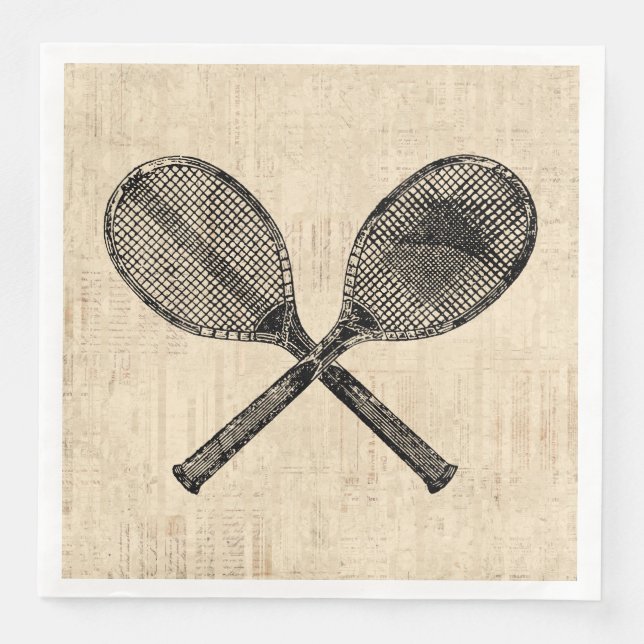 Pappra Tennis Rackets Antique Tennis Racquet-skrip Pappersservett (Framsida)