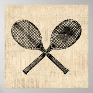 Pappra Tennis Rackets Antique Tennis Racquet-skrip Poster