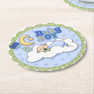 Pappra Underlägg för Blue Boy Shower Papper Rund