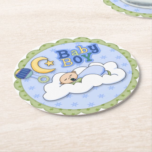 Pappra Underlägg för Blue Boy Shower Papper Rund (Vinklad)