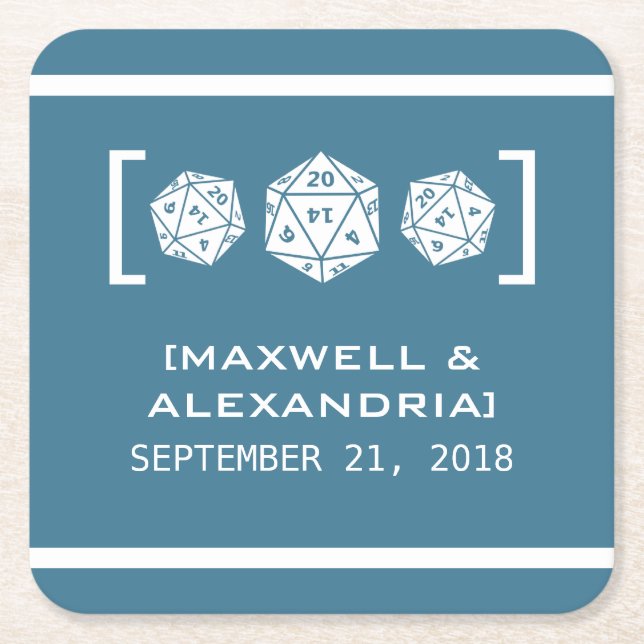 Pappra Underlägg för Blue D20 Dice Gamer (Framsidan)