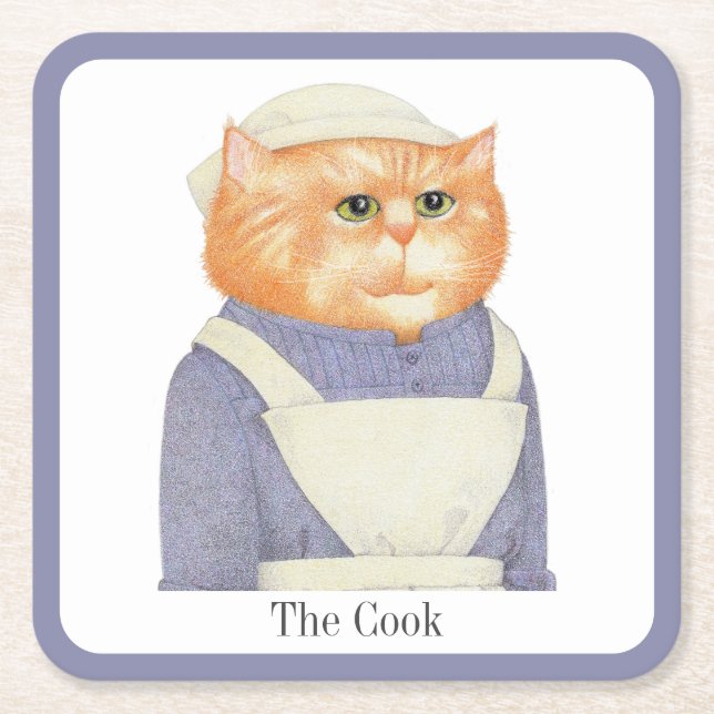 PAPPRA Underlägg för COOK CAT-kvadrat + text Papper Kvadrat (Framsidan)