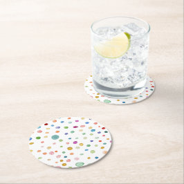 Pappra Underlägg för regnbågskonfetti vattenfärgpu Papper Rund