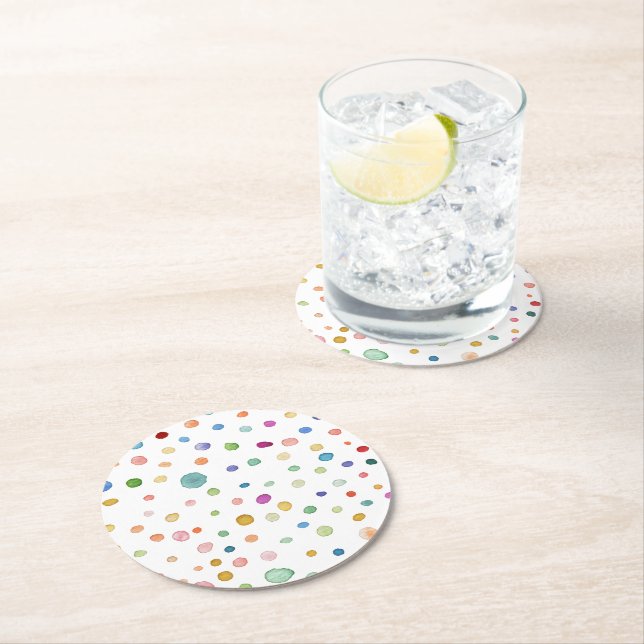 Pappra Underlägg för regnbågskonfetti vattenfärgpu Papper Rund (Insitu)