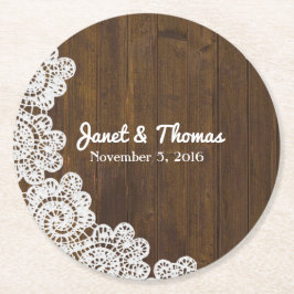 Pappra Underlägg för trä och Snöre Bröllop Papper Rund