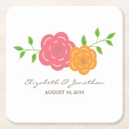 Pappra Underlägg i Blommigten Blodröd Orange Papper Kvadrat