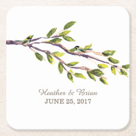 Pappra Underlägg i Brushed Grenar Bröllop Papper Kvadrat
